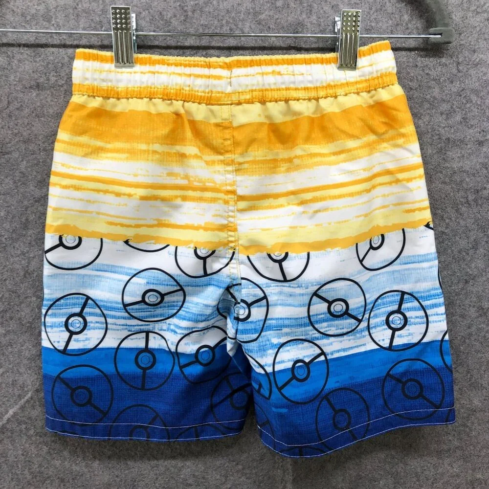 Pokemon Swim Trunks Boys Size S (5)‎ Yellow Blue Lined